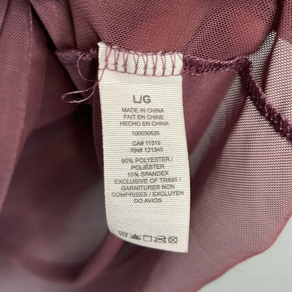 GARAGE Mesh T-Shirt Plum Purple Short Sleeve Crewneck Raw Hem Stretch Size L - Picture 8 of 11